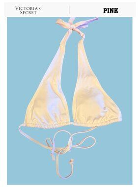 Copy-PINK by VICTORIA'S SECRET PLUNGE STRING WHITE BIKINI SWIM TOP - NEW! XL